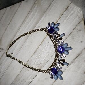 Vintage Francesca's Collection Royal Blue Jewel Bib 22-inch Necklace